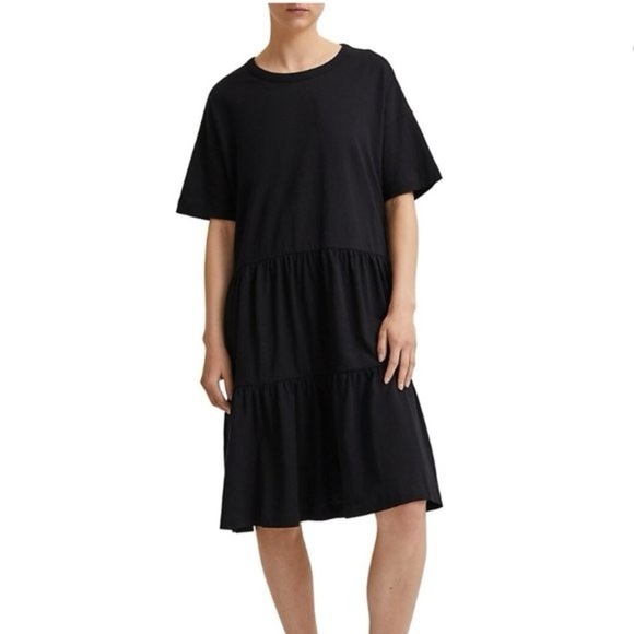 Selected Femme Rylie Tiered Black Dress Size Medium 100% Cotton - Picture 3 of 15